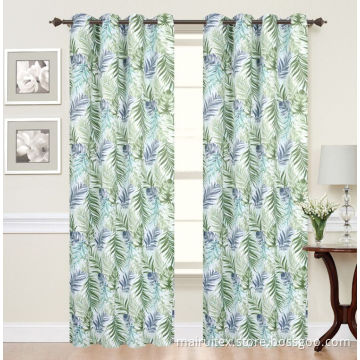 100% Polyester Linen Shade Print Curtains